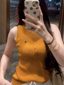 น้ําแข็ง ผ้าไหม แขนกุด เสื้อกั๊ก ผู้หญิง ฤดูร้อน ชุดกลางแจ้ง สายคล้อง ถัก เสื้อท่อนบน สั้น ฤดูใบไม้ผลิ ฤดูใบไม้ร่วง Base Slim Inner Match ที่ง่ายที่สุดสําหรับการแข่งขัน