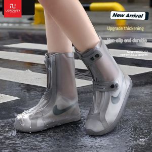 LORDWEY || BEIMEI Waterproof Shoe Cover Silicone High Top Rain Boots Cover Non-slip Shoes Protector Outdoor Reusable Thickened Footwear WaterShoes