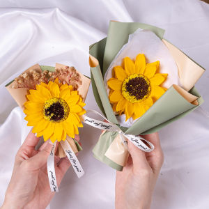 Creative Festival Sunflower Bouquet Soap Flowers Dry Flowers Simulation Mini Bouquet Everlasting Flowers Gift Box Decoration