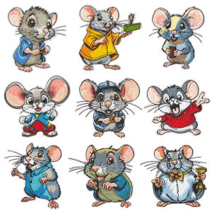 9Pcs Cute Cartoon Mouse Embroidered Patches Heat Adhesive Iron On Sew On Applique for Clothing Bags Repair DIY Decoration