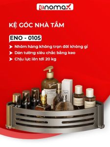 Kệ để đồ phòng tắm nhà tắm Enomax dán tường chất liệu nhôm không gian cao cấp tặng kèm keo dán và ốc vít
