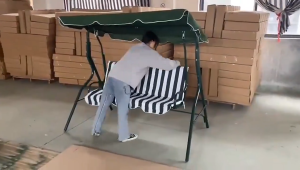 600D Oxford Cloth Portable 2-Seater Swing Chair with Sunshade for Outdoor Garden Hammocks 500KG Capacity