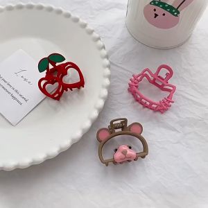 Hanni. Girls Sweet Pink Cat Cartoon Metal Mini Hair Clip Fashion Korean Hair Clamp Claw #CL556
