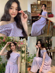 Mixd | Plaid Off-shoulder Summer Long Dress