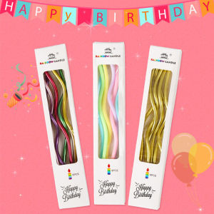 ✨Xinder✨6 PCS Metaliic Color spiral Candle Birthday Cake Candle Gold Rainbow Birthday Wedding Happy Party Needs