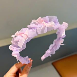 สไตล์เกาหลี ที่คาดผมเด็กผู้หญิงพร้อมปมผีเสื้อตาข่ายผมกด Headwear เด็กไม่ทําลายเครื่องประดับผมสบาย