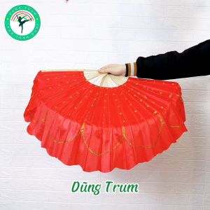 Quạt múa 1 màu nan tre họa tiết vẽ kim tuyến cực đẹp