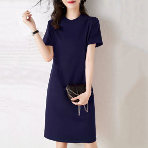 Pure Cotton Plus Size Plus Size Ladies Super Slimming Long Overknee T-shirt Dress Summer Womens Clothing New Loose Slimming Dress