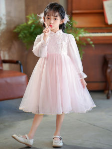 Váy Phong Cách Trung Hoa Mới Cho Bé Gái Váy Công Chúa Váy Dài Mùa Thu Đông Cho Bé Gái Váy Cotton Polyester Lụa Cổ Truyền Cho Trẻ Em