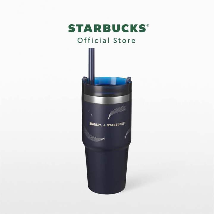 Starbucks Stainless Steel STANLEY Blue Silver Meteor Cold Cup 16 oz.