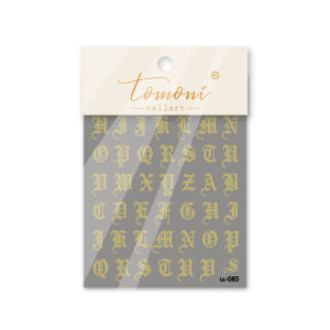 Japanese Nail Art Gothic Letters Gilding Roman Characters Stereo Golden Silver and Pink Relief Nail Sticker 3D Retro Hollow Stickers