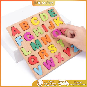 DREAMToy 20CM Mainan Anak Geometry Huruf Angka Bentuk Puzzle Kayu Mainan Kayu Edukasi