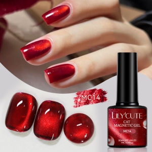 LILYCUTE 7ml Red Brown Glitter Cat Magnetic Gel Nail Polish Full Coverage Varnish Semi Permanent UV/LED Soak Off Nails Art