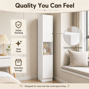 SUNNY 5 Layers Display Cabinet Bookcase Multi-Layer Storage Cabinet Cupboard With Door Narrow Floor Standing Organizer