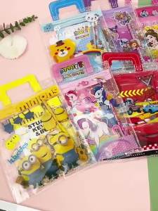 6 In 1 Cartoon School Set Cute Stationery Set pencil Ruler eraser Kids gift School Supplies