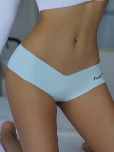 Ice Silk Seamless Yoga Panties Low Waist Ladies Sports Triangle Shorts One-Piece Pure Color Letter Print Comfortable Underwear