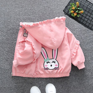 Spring Fashionable Cartoon Jacket for Baby Girls: Versatile Child Clothing Korean Style Long Sleeve Round Neck Regular Length