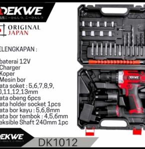 Bor Baterai drill cordless type 12v dobel baterai fast charging lengkap koper dan accecoris dari 5036 DK1012