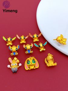 Cartoon Big Ear Rabbit Pendant Spacer Beads Bracelet Necklace DIY Jewelry Accessories Alloy Silver Gold Plated Fresh out