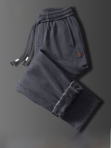 ROMON | Romon Mens Fleece Lined Loose Fit Casual Work Pants Thick Winter Straight Leg Trendy Brand Youthful Style Long Trousers