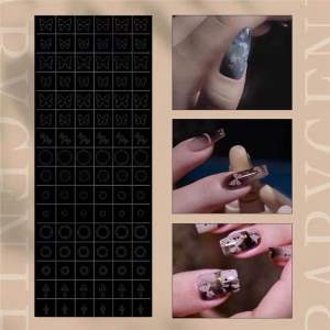 Nail art sticker 美甲喷枪镂空模板贴纸新日式镂空微笑线爱心蝴蝶星星喷绘指甲工具