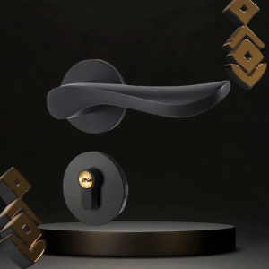 Kunci Pintu Roses Elegant Black Curved Silent Door Lock Set DRL-500SV