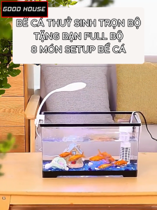 Bể Cá Thủy Sinh Mini Để Bàn - Combo Bể Cá Bể Nhựa ARYLIC  Cao Cấp Trọn Bộ Đèn Lọc