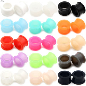1 Pair Ear plugs High Quality piercing Thin Silicone Flexible Body Jewlery Gauges 3-25mm Skin Tunnel Plugs Skin Hollow Ear Plug