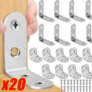 20 ชิ้น ตัวยึดมุมฉาก พร้อมสกรู / ตัวยึดชั้นวางข้อต่อเฟอร์นิเจอร์รูปตัว L สเตนเลส / ตัวยึดตัวยึดมุมฉาก 90° สำหรับตู้ลิ้นชักเฟอร์นิเจอร์ไม้