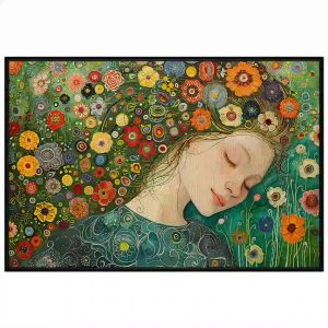 Tranh trừu tượng nghệ thuật cô gái và hoa phong cách hiện đại.Tranh treo tường dán tường trang trí nội thất.CGI-1113