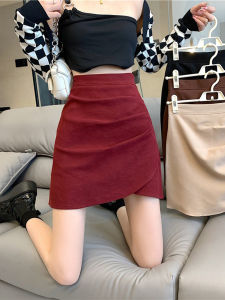 High Waist A-Line Mini Skirt for Women Summer Slimming Pleated Asymmetrical Polyester Fiber Commute Style Korean Version