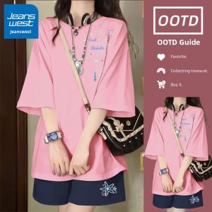 Jeanswest | Summer Casual Short Sleeve Shorts Set For Petite Women