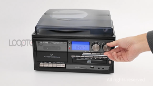 LoopTone All in one multifunction record player with 3 Speed Bluetooth In/Out Vinyl Record Player Vintage Turntable CD&Cassette Player AM/FM Radio USB Recorder Aux-in RCA Line-out 220~240V& 2PCS Sapphire Tipped Ceramic Needle for Vinyl LP Record Player