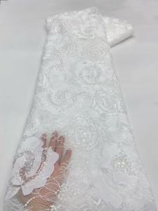 Vải Ren Voan Với Hạt Kim Sa Lấp Lánh Cho Tiệc Cưới Cao Cấp Cô Dâu Đầm May Chất Liệu Châu Phi Nigeria Phong Cách Pháp