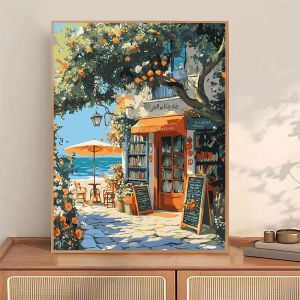 Yujian Beach Bookstore Diy Digital Oil Painting Simple Handmade Coloring Stress Relief Decorative Art Modern Minimalist Canvas