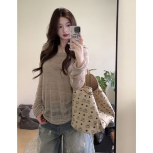 YUEZHONGWEI | Elegant French Lace Long Sleeve Knitted Sweater Chic Spring New