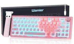 Womier VK66 PRO แผงกุญแจปะเก็นติด RGB แบบมีสายสีชมพู60% คีย์บอร์ดเล่นเกม Qmk/via คีย์บอร์ดแบบกลไก