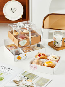 Sweet Dessert Packaging Box Nine Palace Grids White Kraft Color Picnic Baking Afternoon Tea Packing Box Four/Six Grids