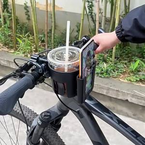 Universal Bike Phone Mount and Cup Holder 2-in-1 Design Adjustable Handlebar Rack for Mobile Phones and Drinks on Bicycles