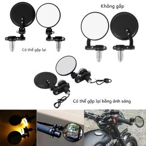 2 Chiếc Đa Năng Nhôm Xe Máy Tay Cầm Cấp Mặt Gương Có Đèn LED 7/8 "22 Mm Cho Quán Cafe Race Chiếu Hậu Tay Cầm