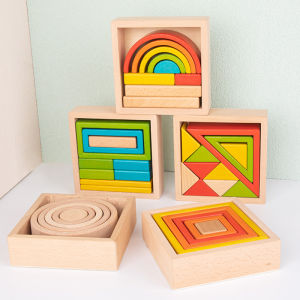 Rainbow Blocks Early Education Assembly Toy for Boys And Girls Geometric Shape Matching Educational Toy for Infants And Toddlers