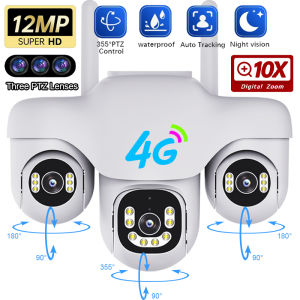 12MP Triple Lens PTZs Camera Security Outdoor 4G Home Video Surveillance Support Humanoid Tracking IP66 Waterproof CCTV Cameras