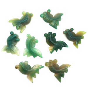 Natural Genuine Goods Original Jade Colors Green Agate Green Chalcedony Goldfish Pendant Prosperous Rich and Safe Year by Year