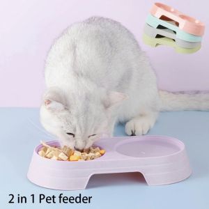 2 In 1 Pet Feeder Double Bowls Dog Cat Feeder Drinking Bowl Food Bowl Pet Feeders