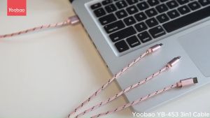 Yoobao YB-453 Multi Charger Cable 3-in-1 Micro USB Type C Cable 1.2m Fast Charge