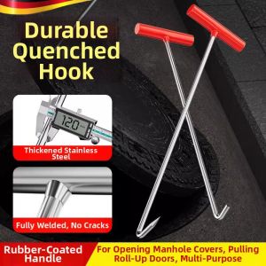 ANJIESHUN | Stainless Steel Long Handled Manhole Hook