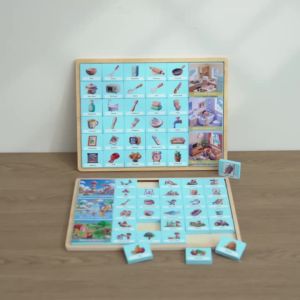 Wooden Scene Matching Game for Kids Montessori Educational Toy Cognition Sorting Puzzle Preschool Learning Interactive Gift