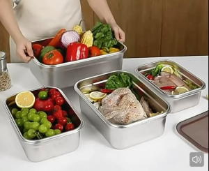 BINLU [Ready Stock] Premium Thickened 316L Stainless Steel Lunch Box Vacuum Sealed Food Container Airtight Leakproof Metal Bento Box Heavy Duty Kitchen Refrigerator Organizer Box for Office School Kids