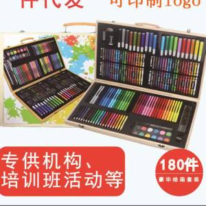 180 กล่องไม้ใหม่ชุดภาพวาดชุดปากกาสีน้ำนักเรียนเด็กภาพวาดศิลปะเครื่องเขียนกล่องของขวัญ