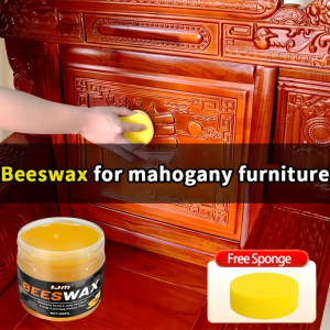 80 ml natural beeswax with sponge unscented type for furniture floor etc. essential wooden care for home simple packaging